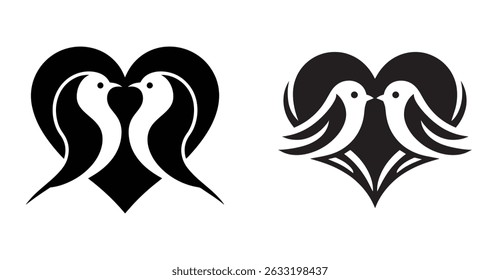 Two Love Birds inside a Heart