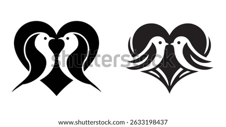 Two Love Birds inside a Heart