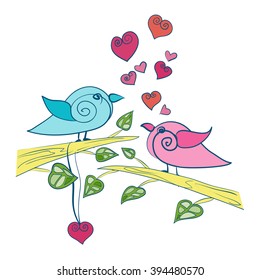 two love birds on branches