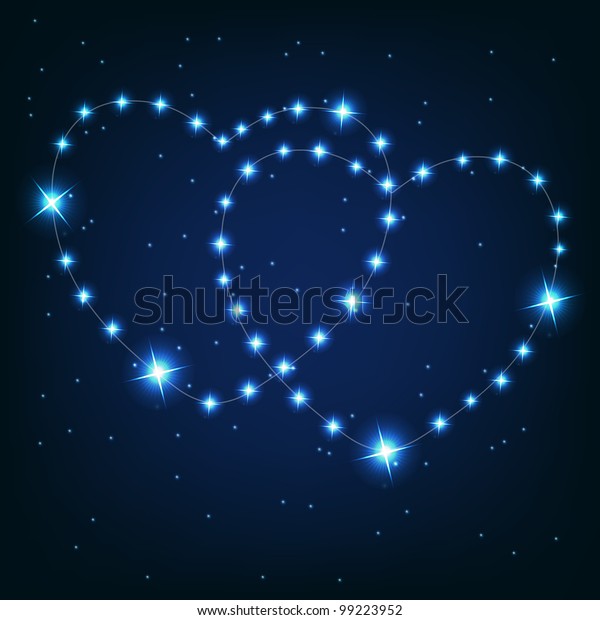 Two Love Heart Beautiful Bright Stars Stock Vector (Royalty Free) 99223952