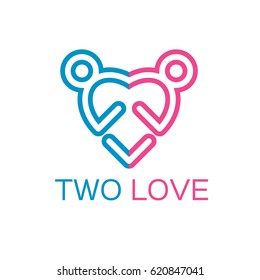 Two Love Heart Logo Design Template