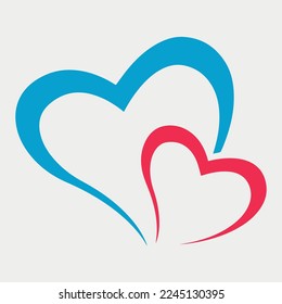 Ilustración del vector de dos corazones de amor