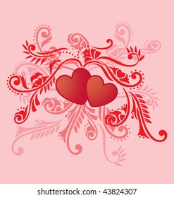 Two Love Shape with flowers decoration at the back in variety of tints