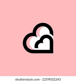 two love shapes combined to form a cloud. perfect for app icons and design additions to templates. simple and charming.