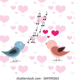 Two in love singing bird for valentine's day 