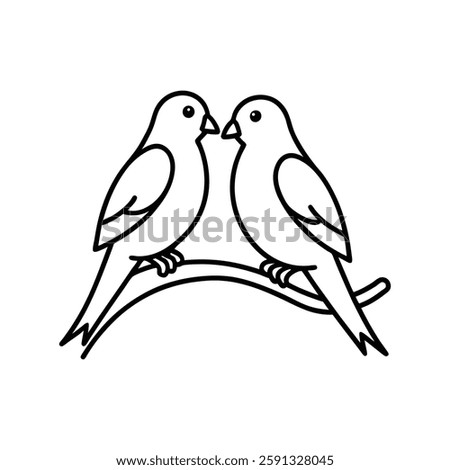 two lovebirds perched on a branch line art