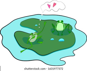 two loved frogs on the leaf