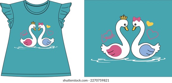 two lovely ducks Graphic design vector
