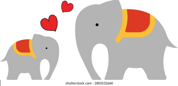 Two Lovely elephants family vector design for back to school kids teacher learning.