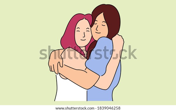 Two Lovely Happy Best Friends Girls Stock Vector (Royalty Free ...