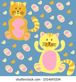 Two lovely kitten on the background of the tracks