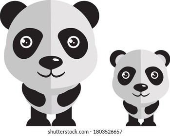 Two Lovely Panda family vector design for back to school kids teacher learning.