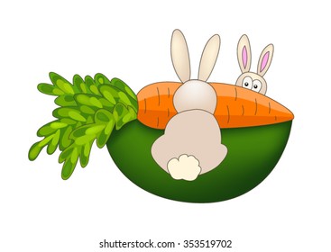 Two lovely rabbit with carrot