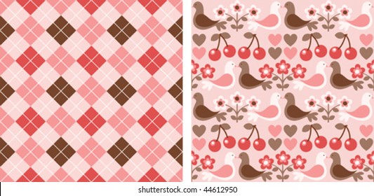 Two lovely seamless pattern ideal for Valentine's day cards