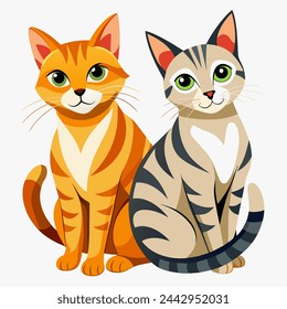 Two lovely smiling colorful cats