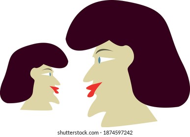 Two lovely smiling faces icon, big and small.