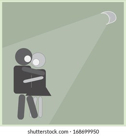 two lover hug under the moonlight