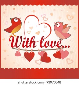 two lovers birds. invitation to the wedding. Cards for Valentine's Day