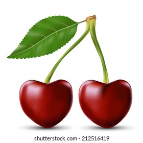 two lovers cherry as the heart symbol of love