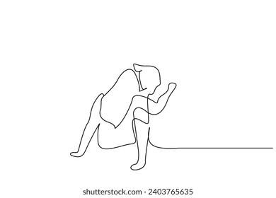 two lovers couple together relax love looking forward sitting outside one line art design