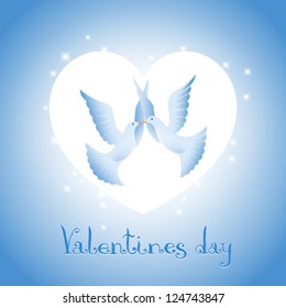 Two lovers dove. Background on Valentine's Day
