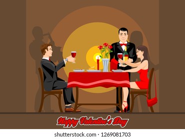 Two lovers have a romantic evening in a restaurant