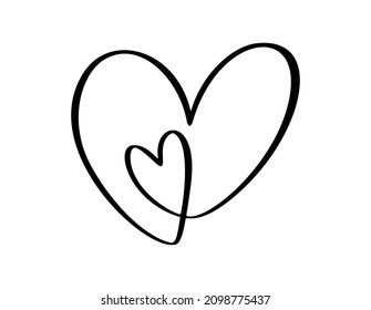 Two lovers heart. Hand drawn vector valentine day calligraphy. Decor for greeting card, mug, photo overlays, t-shirt print, flyer, poster design.