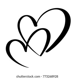 Two lovers heart. Handmade vector calligraphy. Decor for greeting card, mug, photo overlays, t-shirt print, flyer, poster design