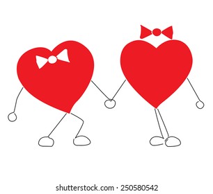 Two lovers heart. Vector illustration