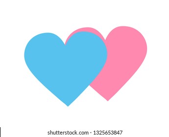 Two lovers' hearts (he and she). Love, romance, happiness, spring.