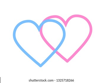 Two lovers' hearts (he and she). Love, romance, happiness, spring.