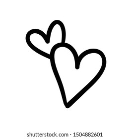 Two lovers hearts. Love symbol. Double heart doodle.