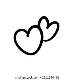 Two lovers hearts. Love symbol. Double heart doodle.