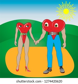 two lovers hearts met in a clearing.