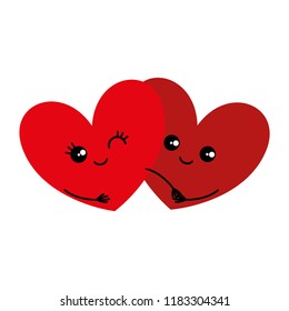 Two lovers hearts on a white background.