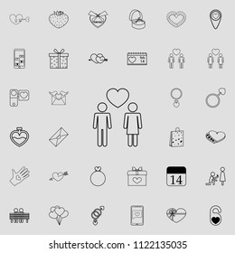 two lovers icon. Detailed set of Valentine icons. Premium quality graphic design sign. One of the collection icons for websites, web design, mobile app on colored background