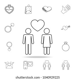 two lovers icon. Set of Love element icons. Premium quality graphic design. Signs, outline symbols collection icon for websites, web design, mobile app on white background