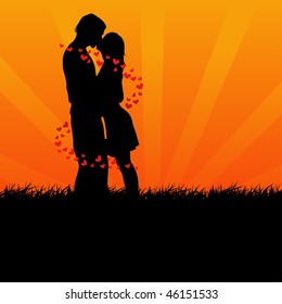 two lovers kissing vector illustration