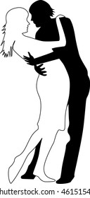 two lovers kissing vector illustration