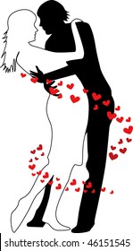two lovers kissing vector illustration