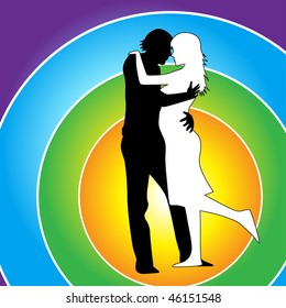 two lovers kissing vector illustration