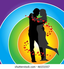 two lovers kissing vector illustration