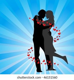 two lovers kissing vector illustration