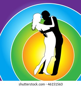 two lovers kissing vector illustration