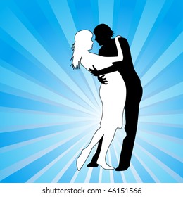 two lovers kissing vector illustration