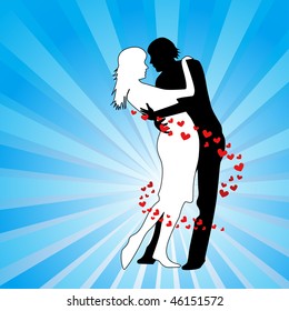 two lovers kissing vector illustration