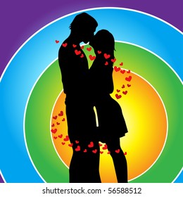 two lovers kissing vector illustration