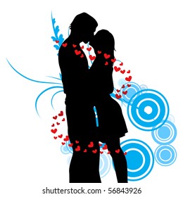two lovers kissing vector illustration