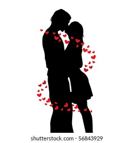 two lovers kissing vector illustration