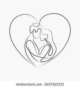 two lovers line art vector  illustration.